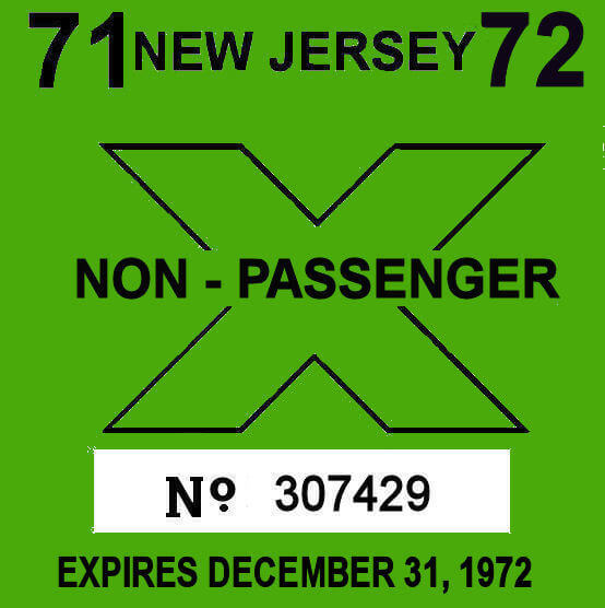 1972 New Jersey Inspection Sticker COMMERCIAL 1972 New Jersey Inspection Sticker COMMERCIAL